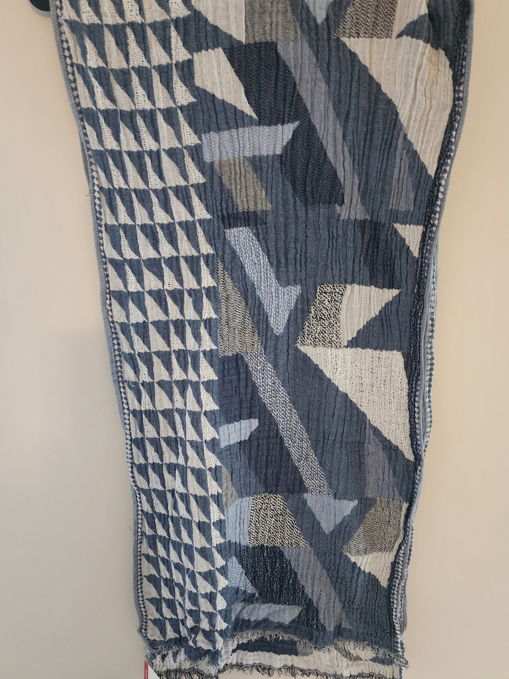 Unisex Blue Geometric Pattern  Winter Scarf